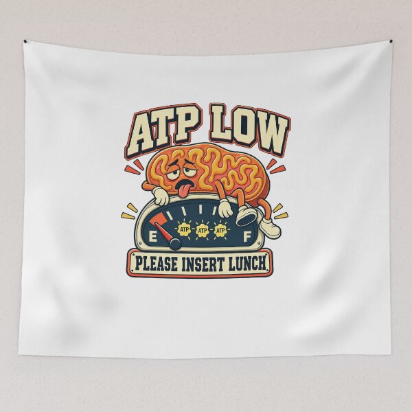 Item preview, Funny ATP Low Please Insert Lunch Mitochondria Brain Humor Art designed and sold by elderberry.