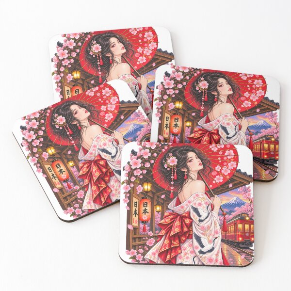 Item preview, Sakura Station – Vintage Japan Kimono & Red Train designed and sold by Ghostwave Atelier.