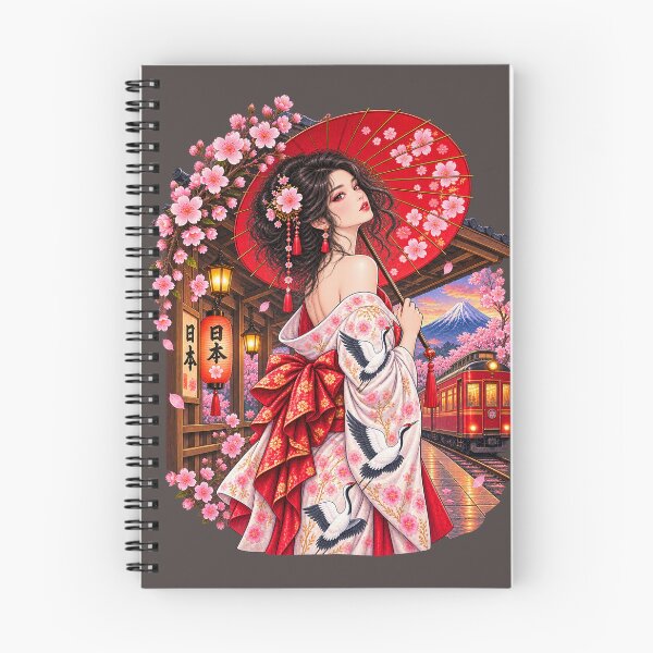 Item preview, Sakura Station – Vintage Japan Kimono & Red Train designed and sold by Ghostwave Atelier.