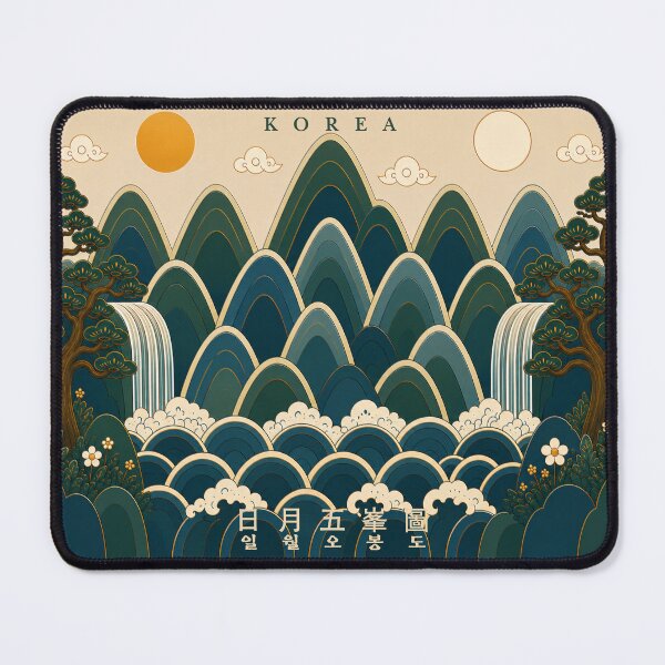 Item preview, Traditional Korean Mountain Landscape Folk Art designed and sold by Namidesignkr.
