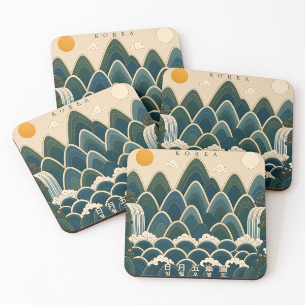 Item preview, Traditional Korean Mountain Landscape Folk Art designed and sold by Namidesignkr.