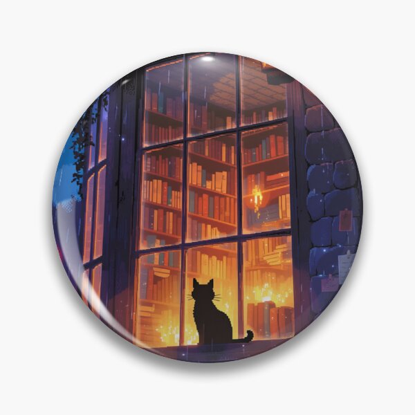 Item preview, Moonlit Cat Bookstore Pixel Art designed and sold by NijiWorld.