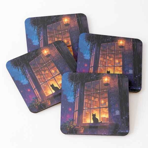Item preview, Moonlit Cat Bookstore Pixel Art designed and sold by NijiWorld.