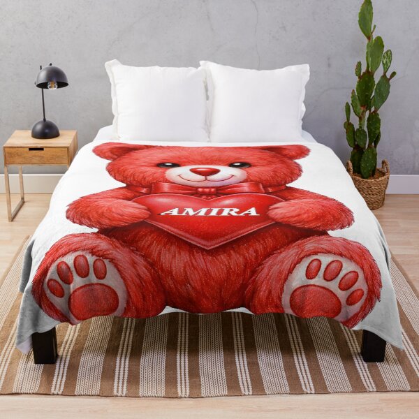 Item preview, Cute Red Teddy Bear With Amira Name designed and sold by AmirArtisanVibe.