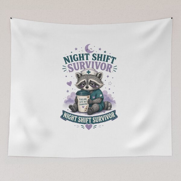 Item preview, Night Shift Survivor | Funny Raccoon Nurse Shirt designed and sold by justsuestudio.