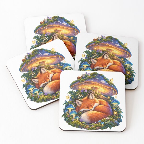 Item preview, Sleeping Fox Under Glowing Mushroom designed and sold by jgvisualarts.