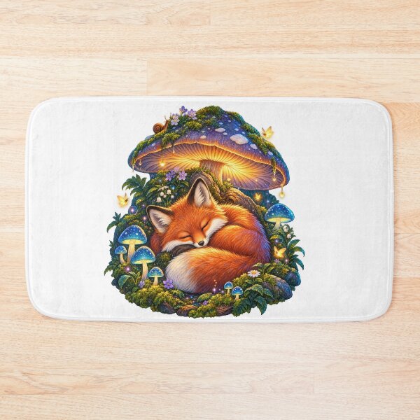 Item preview, Sleeping Fox Under Glowing Mushroom designed and sold by jgvisualarts.
