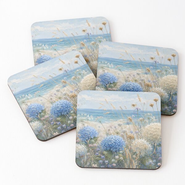 Item preview, Coastal Hydrangea Garden – Blue Beach Floral Art designed and sold by GSizzle1.