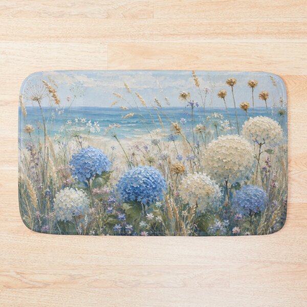 Item preview, Coastal Hydrangea Garden – Blue Beach Floral Art designed and sold by GSizzle1.