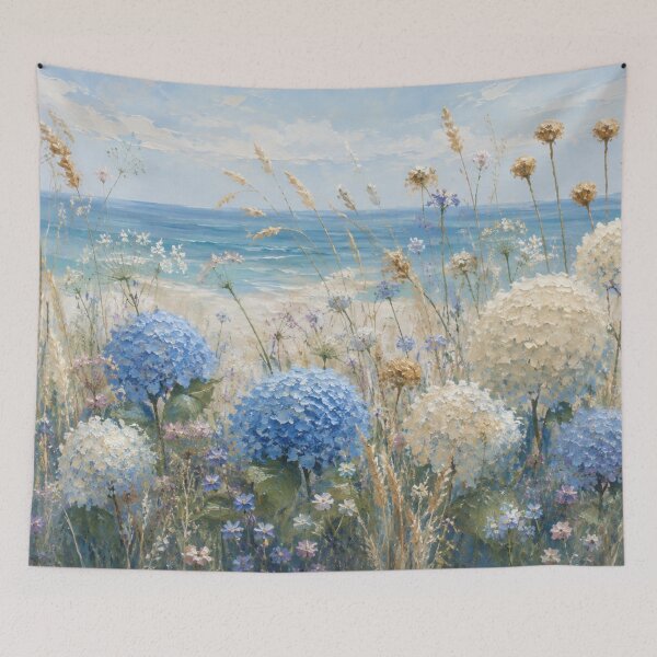 Item preview, Coastal Hydrangea Garden – Blue Beach Floral Art designed and sold by GSizzle1.