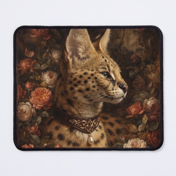 Item preview, Noble Serval Cat with Gold Pearl Collar designed and sold by Real Beast Art.
