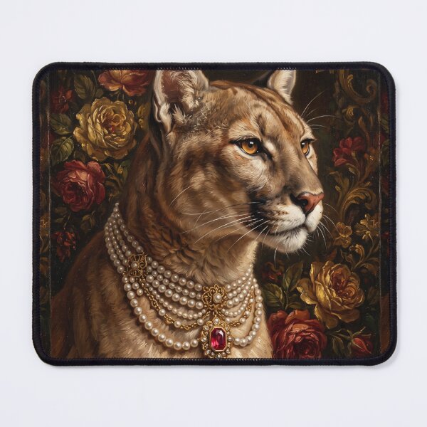 Item preview, Noble Cougar with Ruby Pearl Necklace designed and sold by Real Beast Art.