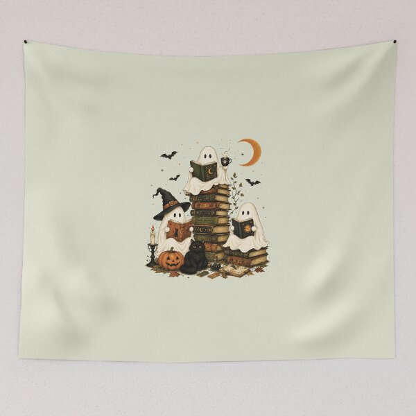 Item preview, Funny Halloween Reading Ghosts, Book Club, Cute Ghosts Reading with a Black Cat 2 designed and sold by KodiakMillyy.