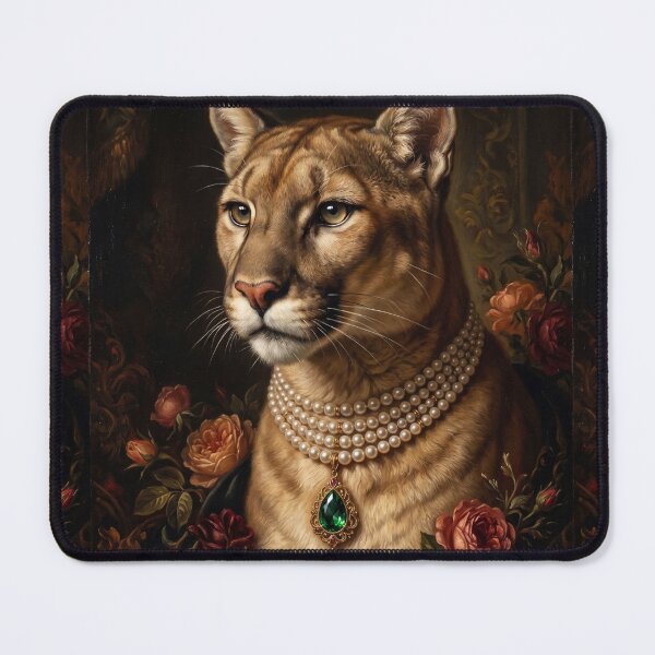 Item preview, Noble Cougar with Emerald Pearl Necklace designed and sold by Real Beast Art.