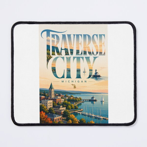 Item preview, Traverse City Michigan Grand Traverse Bay and Lighthouse Waterfront designed and sold by Places On Earth.
