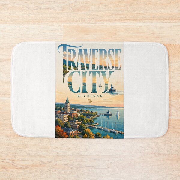 Item preview, Traverse City Michigan Grand Traverse Bay and Lighthouse Waterfront designed and sold by Places On Earth.