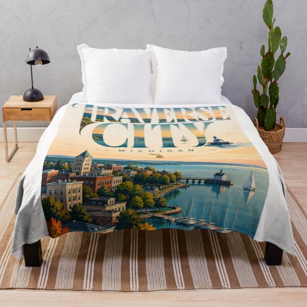 Item preview, Traverse City Michigan Grand Traverse Bay and Lighthouse Waterfront designed and sold by Places On Earth.