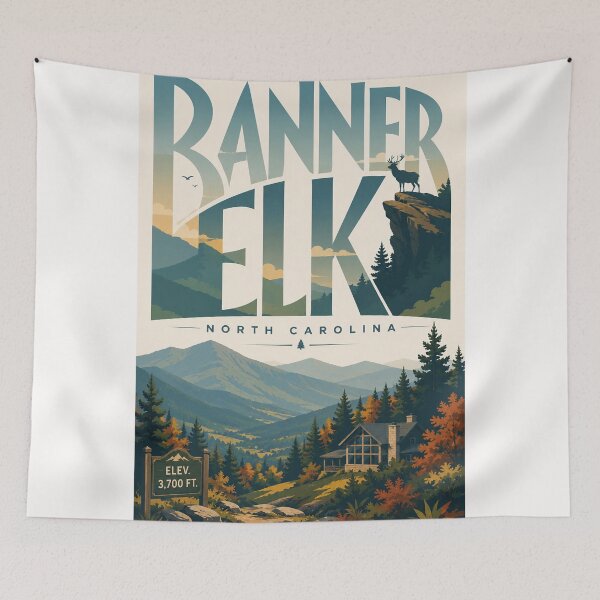 Item preview, Banner Elk North Carolina Blue Ridge Highlands and Autumn Mountains designed and sold by Places On Earth.