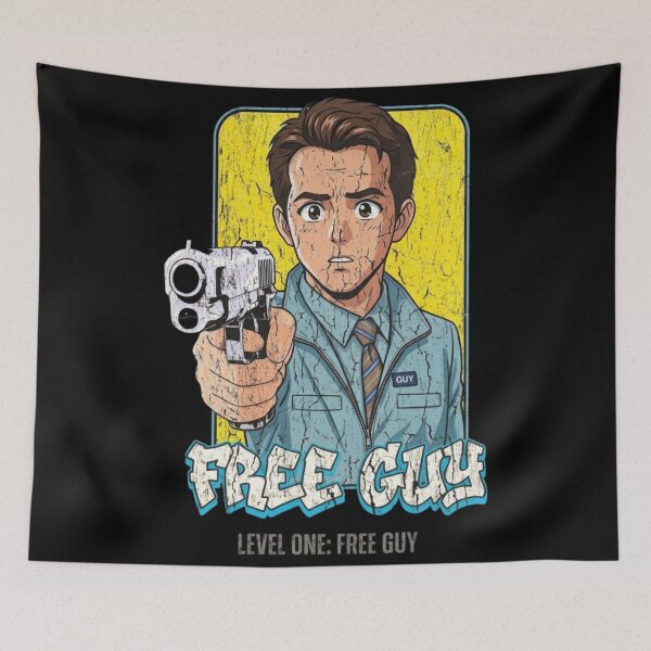 Item preview, Free Guy Blue Shirt Guy Retro 90s Anime Comic Style designed and sold by Thogan0416.