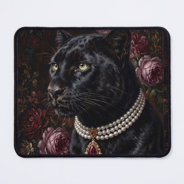 Item preview, Noble Black Panther with Ruby Pearl Choker designed and sold by Real Beast Art.