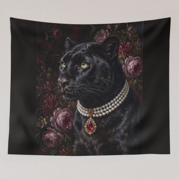 Item preview, Noble Black Panther with Ruby Pearl Choker designed and sold by Real Beast Art.