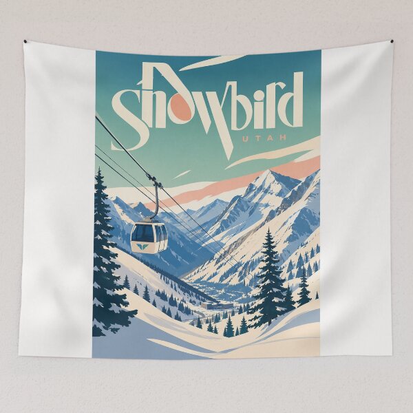 Item preview, Snowbird Utah Gondola Crossing Snowy Wasatch Mountain Valley designed and sold by Places On Earth.