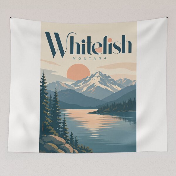 Item preview, Whitefish Montana Mountain Lake Beneath Northern Rocky Peaks designed and sold by Places On Earth.