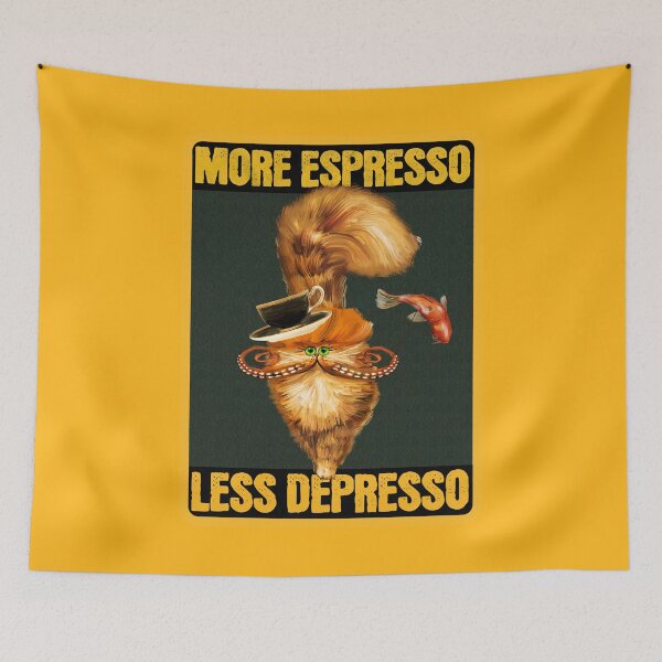 Item preview, More Espresso Less Depresso - Orange - Funny Coffee Orange Cat Gift designed and sold by InkyGenies.