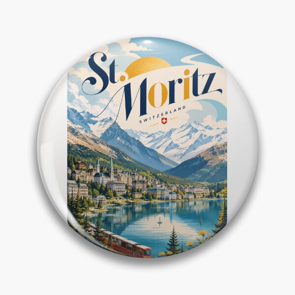 Item preview, St Moritz Switzerland Engadin Valley Alpine Lake and Railway designed and sold by Places On Earth.