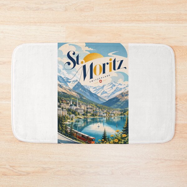 Item preview, St Moritz Switzerland Engadin Valley Alpine Lake and Railway designed and sold by Places On Earth.