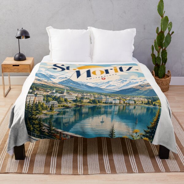 Item preview, St Moritz Switzerland Engadin Valley Alpine Lake and Railway designed and sold by Places On Earth.