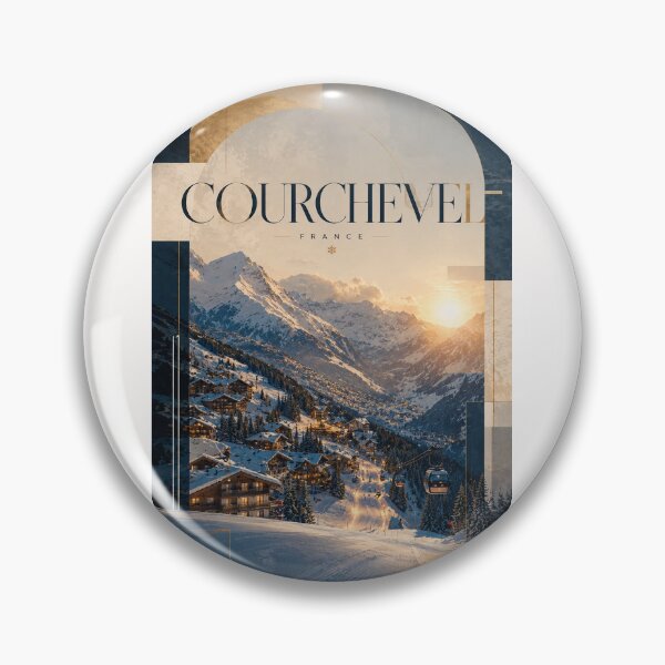 Item preview, Courchevel France Snowy Three Valleys Ski Village at Alpine Sunset designed and sold by Places On Earth.