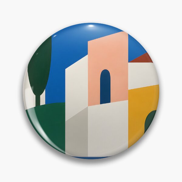 Item preview, Modern Mediterranean Architecture with Cypress Tree – Geometric Abstract Art designed and sold by GutyzDesignsES.