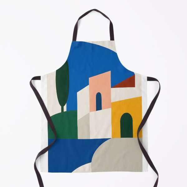 Item preview, Modern Mediterranean Architecture with Cypress Tree – Geometric Abstract Art designed and sold by GutyzDesignsES.