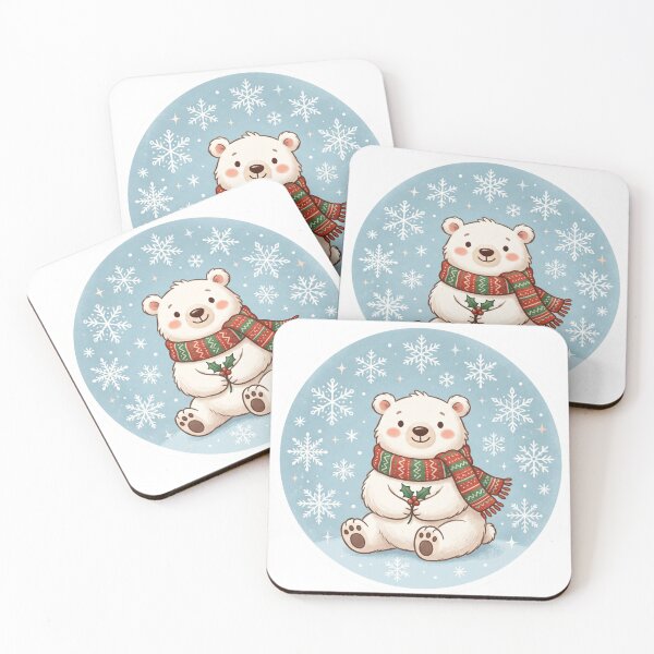 Item preview, Cute Winter Polar Bear with Scarf & Snowflakes designed and sold by larbimalki.
