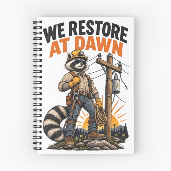 Item preview, Funny Lineman T-Shirt, We Restore At Dawn Power Lineman Raccoon Storm Humor, Electric Utility Worker Gift, Lineworker Graphic Tee designed and sold by OUICHA.