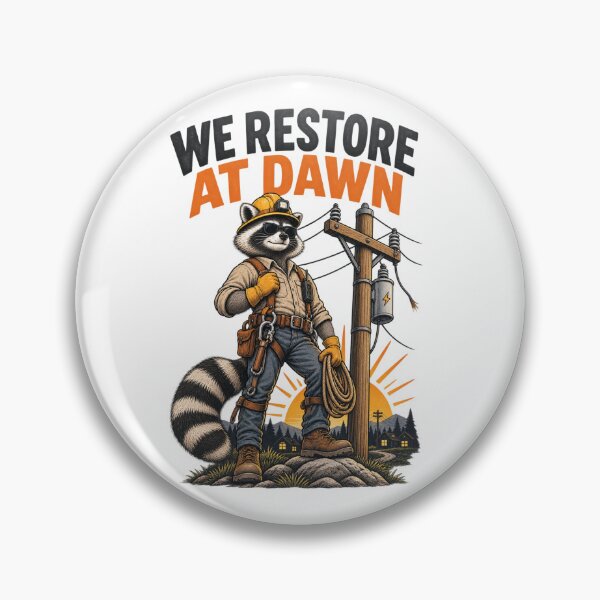 Item preview, Funny Lineman T-Shirt, We Restore At Dawn Power Lineman Raccoon Storm Humor, Electric Utility Worker Gift, Lineworker Graphic Tee designed and sold by OUICHA.