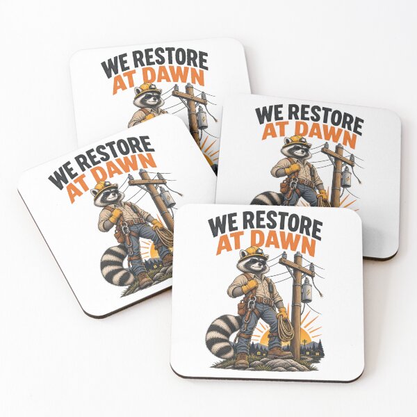 Item preview, Funny Lineman T-Shirt, We Restore At Dawn Power Lineman Raccoon Storm Humor, Electric Utility Worker Gift, Lineworker Graphic Tee designed and sold by OUICHA.