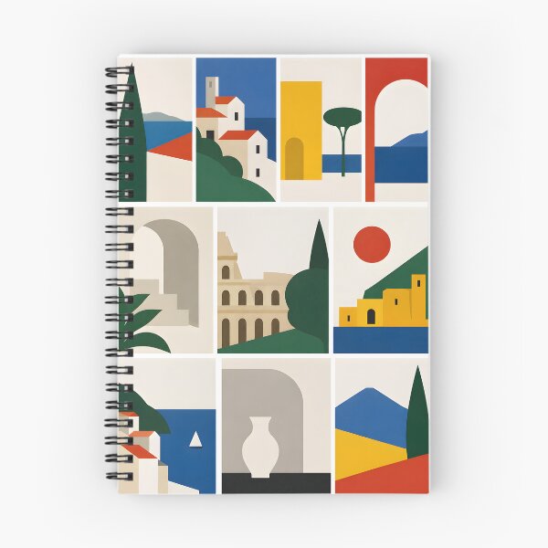 Artikelvorschau, Mediterranean Sea with Sailboats and Cypress – Minimal Geometric Art entworfen und verkauft von Amalia Gutyz.