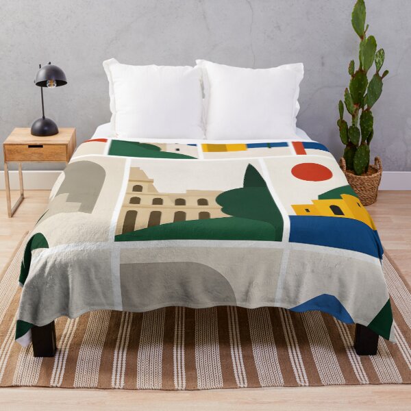 Item preview, Mediterranean Sea with Sailboats and Cypress – Minimal Geometric Art designed and sold by GutyzDesignsES.