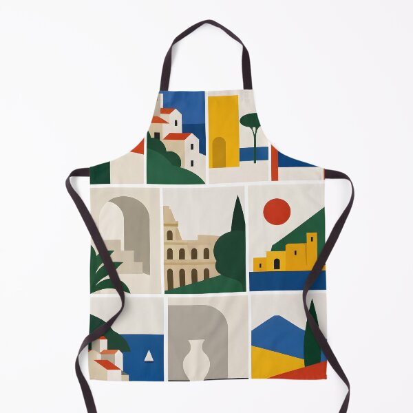 Item preview, Mediterranean Sea with Sailboats and Cypress – Minimal Geometric Art designed and sold by GutyzDesignsES.