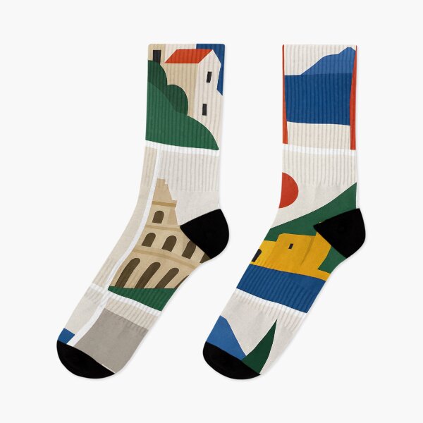 Item preview, Mediterranean Sea with Sailboats and Cypress – Minimal Geometric Art designed and sold by GutyzDesignsES.