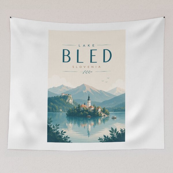 Item preview, Lake Bled Slovenia with Bled Island and Julian Alps designed and sold by Aryabek.