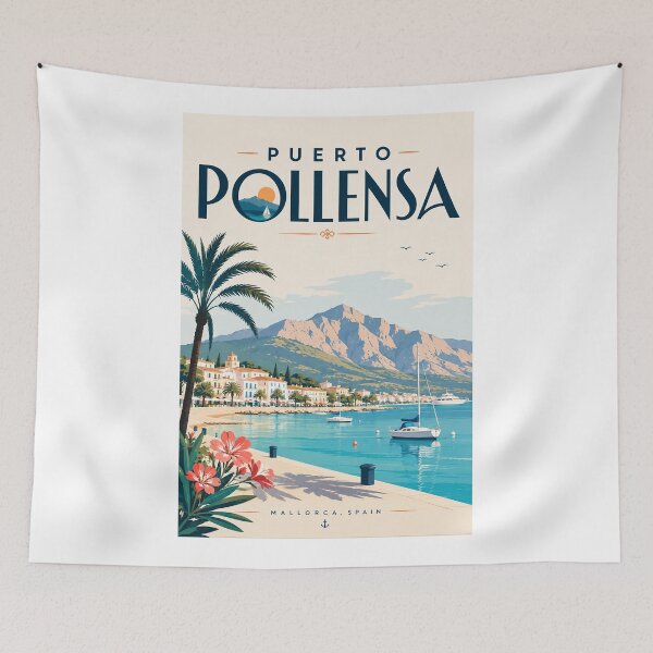 Item preview, Puerto Pollensa Mallorca Spain beneath Serra de Tramuntana designed and sold by Aryabek.