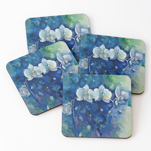 Item preview, ORCHIDS | Abstract Watercolor Floral Painting | Contemporary Botanical Art | White Orchid Flowers designed and sold by CaroEscalante.