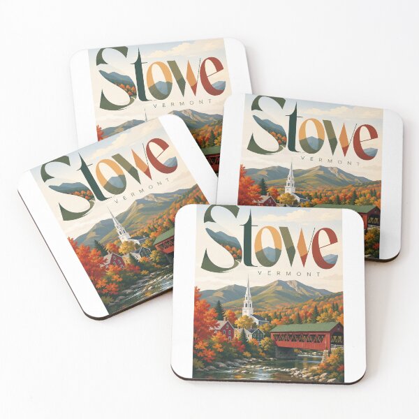 Item preview, Stowe Vermont with Green Mountains and New England Autumn designed and sold by Aryabek.