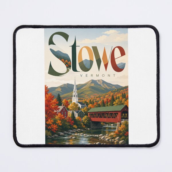 Item preview, Stowe Vermont with Green Mountains and New England Autumn designed and sold by Aryabek.
