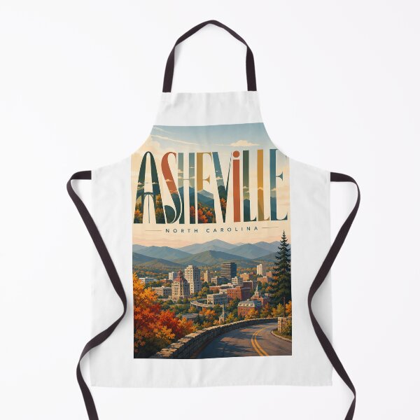 Artikelvorschau, Asheville, North Carolina, mit den Blue Ridge Mountains und der herbstlichen Skyline entworfen und verkauft von Aryabek.