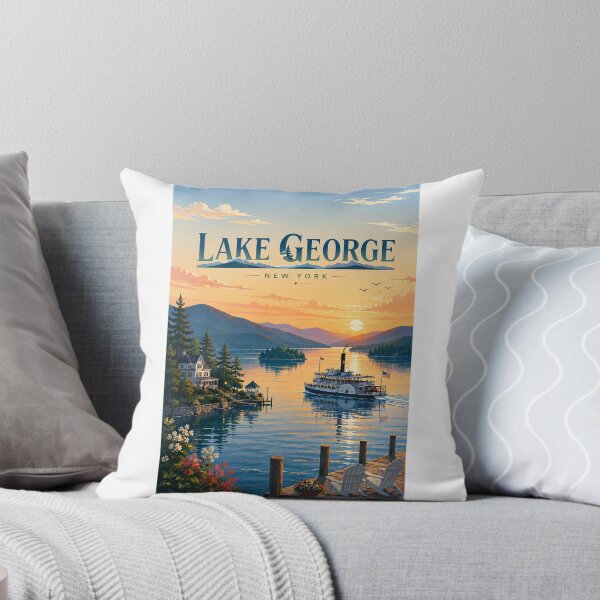 Item preview, Lake George New York Adirondack Mountains Sunset Steamboat designed and sold by Aryabek.