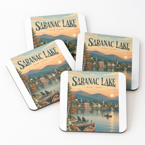 Item preview, Saranac Lake New York Adirondacks Waterfront Village at Sunset designed and sold by Aryabek.